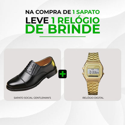 Sapato Masculino de Couro Genuíno Gentlemen’s + Relógio | Frete Grátis Até 23:59